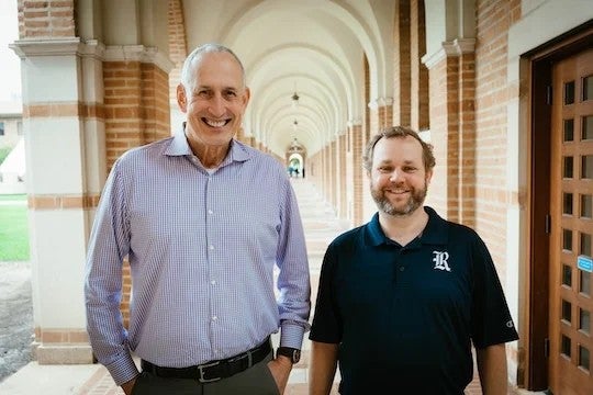 From left to right, Pedro Alvarez and Thomas Senftle of Rice University