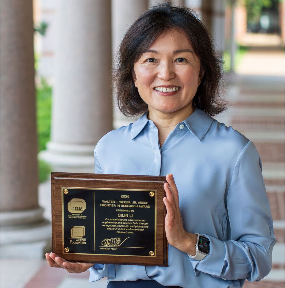 Qilin Li awarded the 2026 Walter J. Weber, Jr. AEESP Frontier in Research Award